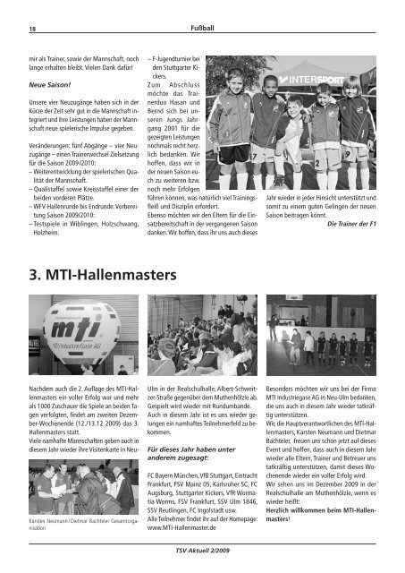 TSV-News TSV-Schlagzeilen - TSV 1880 Neu-Ulm