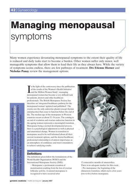 Managing menopausal symptoms - Nick Panay