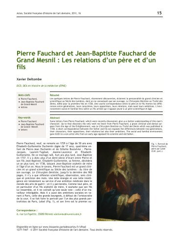 Pierre Fauchard et Jean-Baptiste Fauchard de Grand Mesnil : Les ...