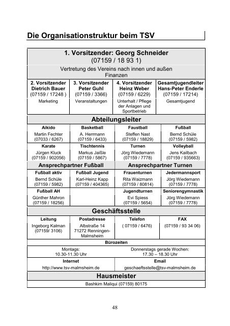 Deckblatt - TSV Malmsheim