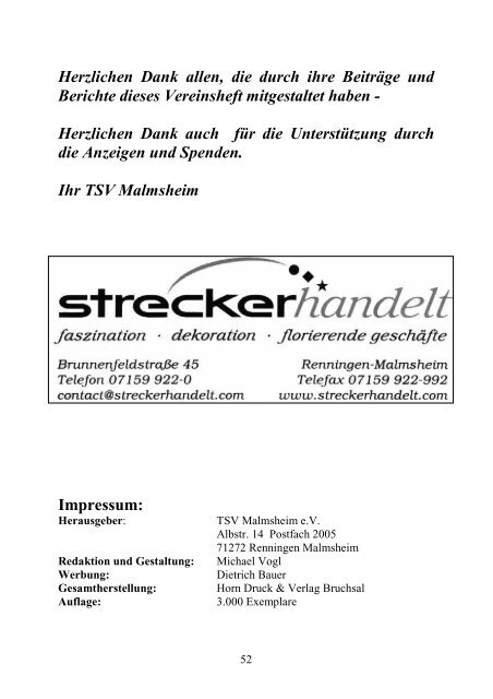 Deckblatt - TSV Malmsheim