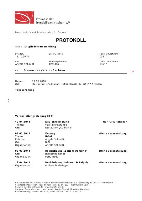 protokoll - Frauen in der Immobilienwirtschaft eV