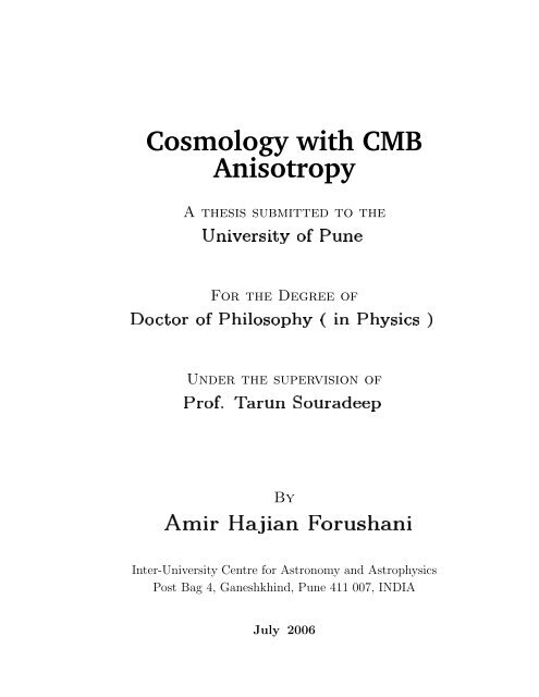 Cosmology with CMB Anisotropy - iucaa