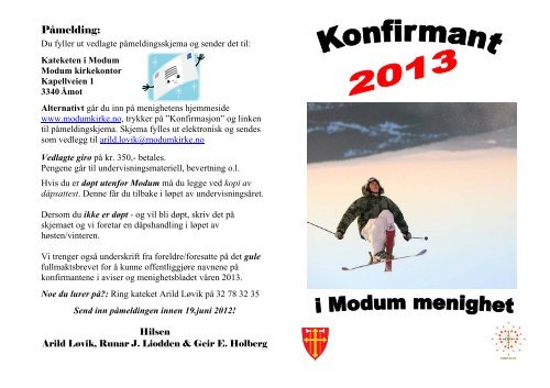 Konfirmant 2013 - Informasjonsbrosjyre for SMU - kirkene i modum