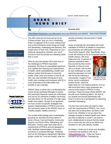 November 2012 Newsletter - Greater Detroit Area Health Council