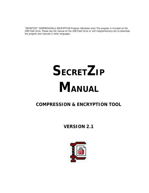 SecretZip User Guide - Integral Memory PLC