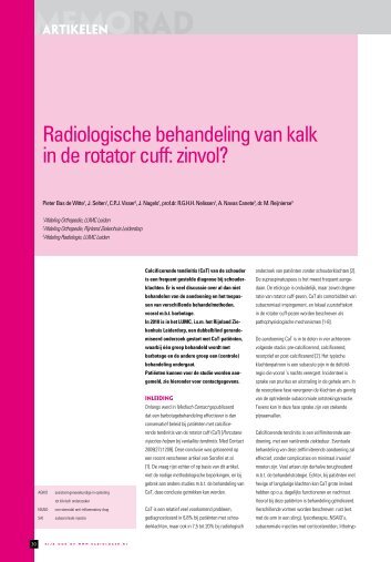 Radiologische behandeling van kalk in de rotator ... - ResearchGate