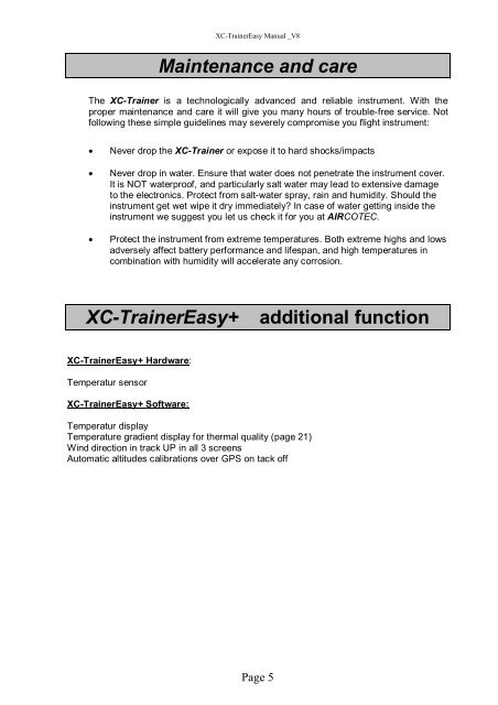 Easy manual as pdf-file for download - Aircotec