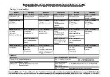 Belegungsplan für die Schulturnhallen im Schuljahr 2012 ... - TTC Lam