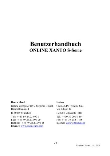 Handbuch XANTO S-Serie - Online USV Systeme