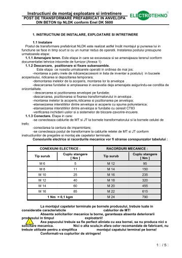 Instructiuni montare post trafo NLDK - Electrotehno