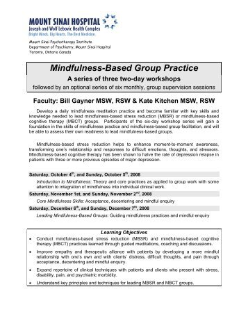 Mindfulness-Based Group Practice - Mount Sinai Hospital