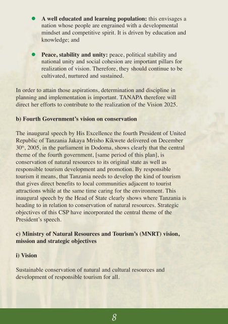 Corporate plan (PDF 936 kB) - Tanzania National Parks