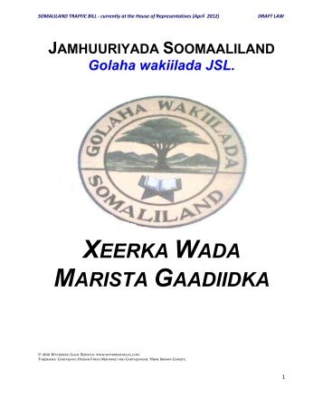 XEERKA WADA MARISTA GAADIIDKA - Somaliland Law