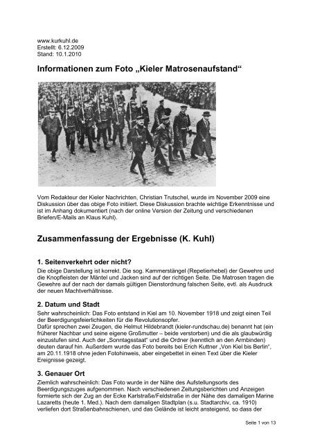 Informationen zum Foto âKieler Matrosenaufstandâ - Klaus und ...