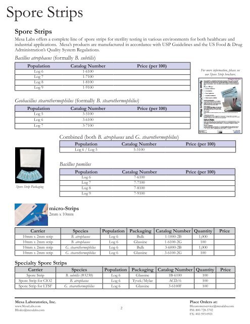 Spore Strips - Mesa Labs