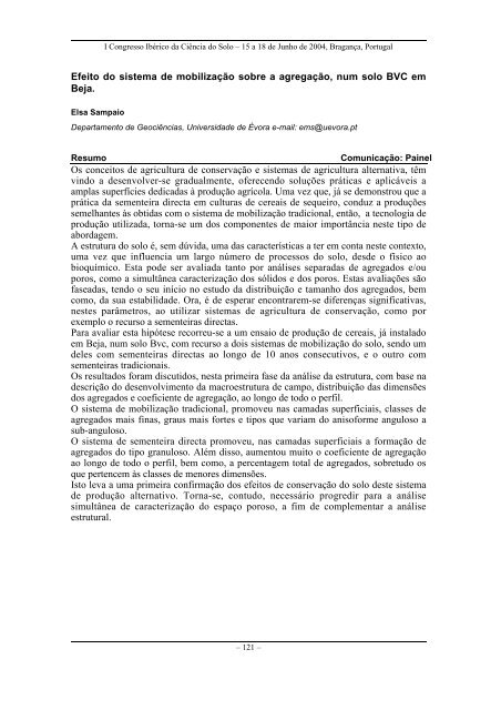Programa e Resumos - I Congresso IbÃ©rico de CiÃªncia do Solo 2004