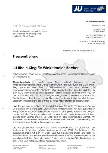 JU Rhein-Sieg fÃ¼r Winkelmeier-Becker - CDU MUCH