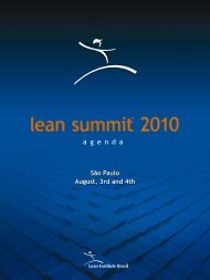 a g e n d a - Lean Summit 2010 - Lean Institute Brasil