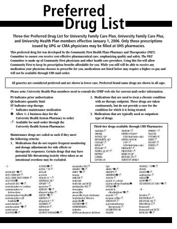 Preferred Drug List - Community First Health Plans.