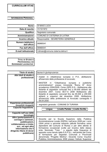 curriculum vitae - Comune di Cisterna di Latina