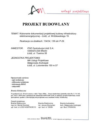 PROJEKT BUDOWLANY - PGE Dystrybucja