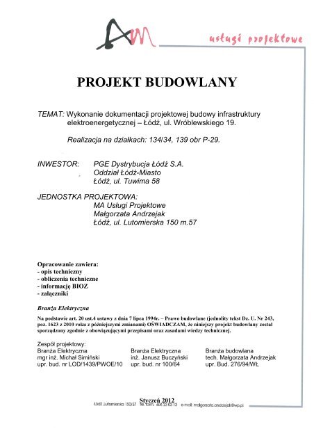 Projekt Budowlany Pge Dystrybucja
