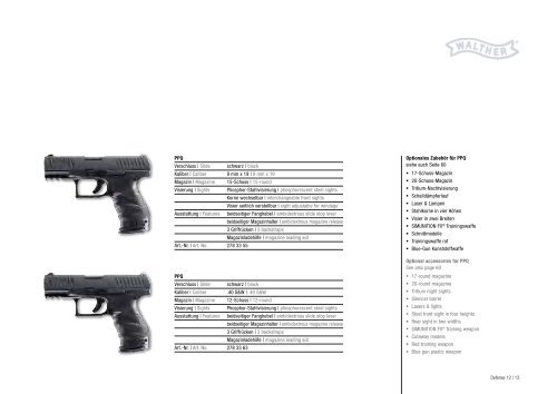Walther Defensewaffen 2011/12 Gesamtprospekt D / E