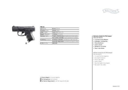 Walther Defensewaffen 2011/12 Gesamtprospekt D / E