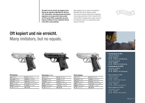 Walther Defensewaffen 2011/12 Gesamtprospekt D / E