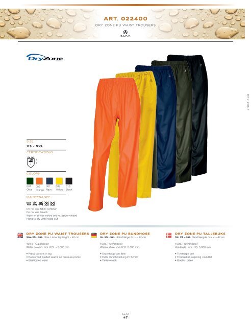 Elka Rainwear - Hoffmann Arbeitsschutz