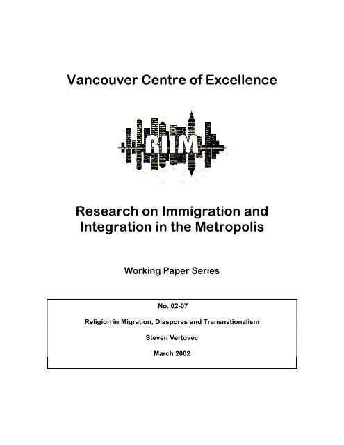 Religion in Migration, Diasporas and Transnationalism - Metropolis BC