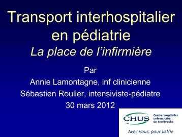 Transport interhospitalier en pédiatrie - CHU Sainte-Justine - SAAC