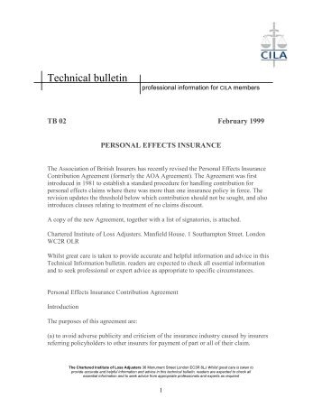 Technical Bulletin 0.. - CILA/The Chartered Institute of Loss Adjusters