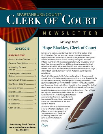 2012 Newsletter - Spartanburg County