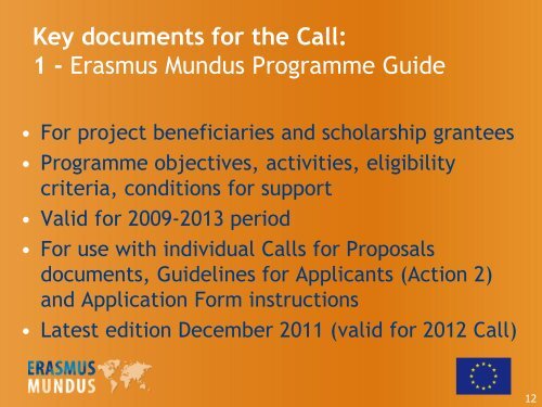 Erasmus Mundus Call for Proposals 2012 - Agence Europe ...