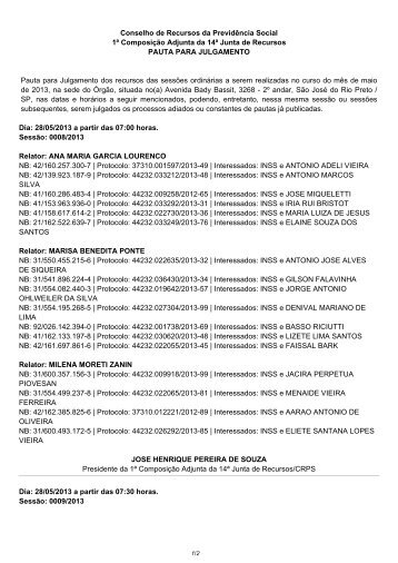 Pauta de julgamento nÂº 008 e 009 E-Recurso - MinistÃ©rio da ...