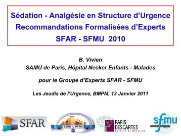 Sédation et Analgésie en Structure d'Urgence - SMUR BMPM