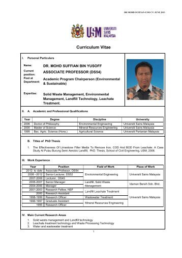 Dr. Mohd Suffian's CV - School of Civil Engineering - USM