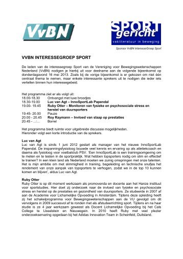VVBN INTERESSEGROEP SPORT - Vereniging voor ...