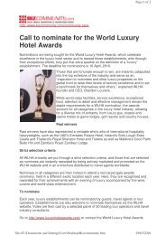 Call to nominate for the World Luxury Hotel Awards