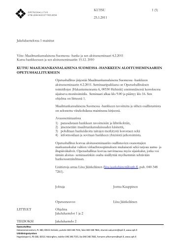 Kutsu ja ohjelma - Opetushallitus