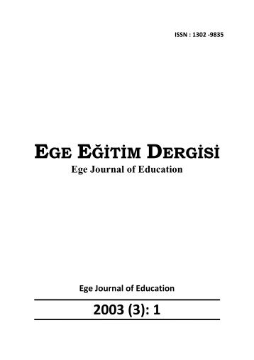 Ege Journal of Education - Eğitim Fakültesi - Ege Üniversitesi