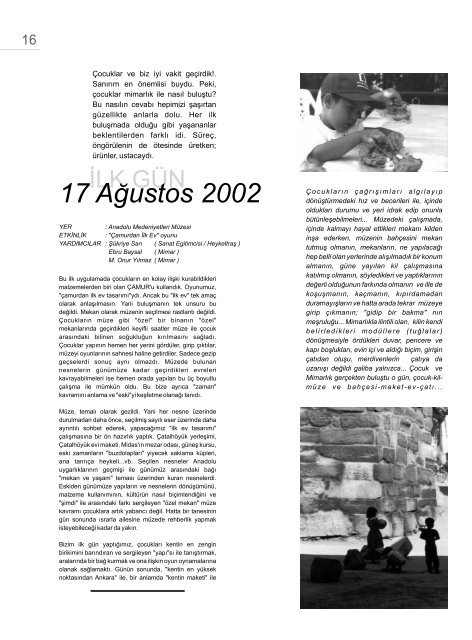 Eylül 2002 - Dosya Konusu: Barış - Mimarlar Odası Ankara Şubesi