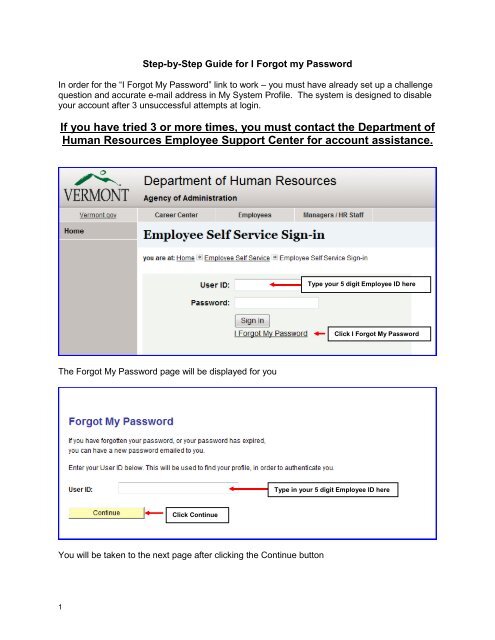 I Forgot My Password - Department of Human Resources