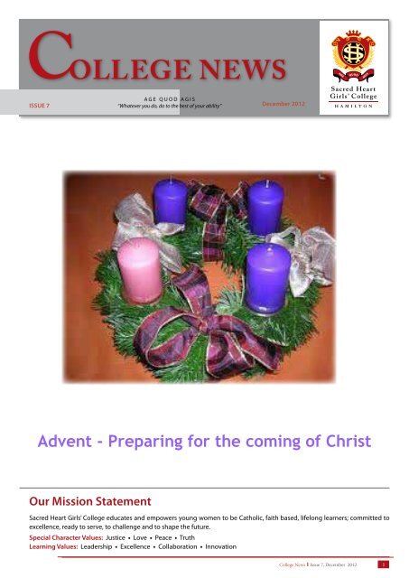 December 2012 - Sacred Heart Girls College
