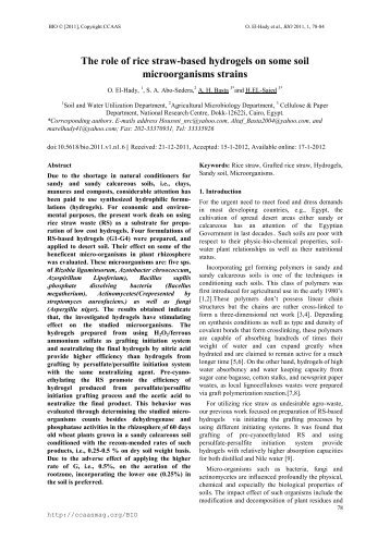 The role of rice straw-based hydrogels on some soil microorganisms ...