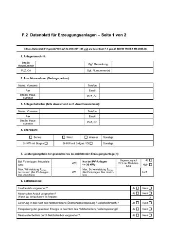 Download PDF: Datenblatt Erzeugungsanlage - EVM Netz