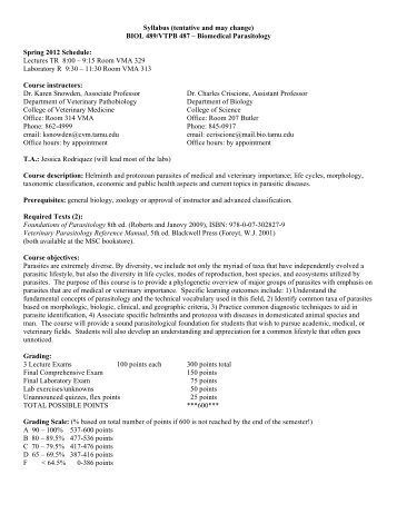 Syllabus - Department of Biology - Texas A&M University