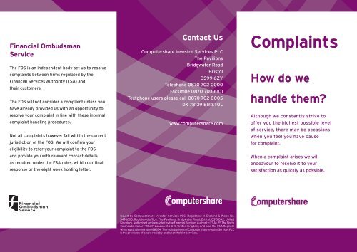 Complaints - Computershare